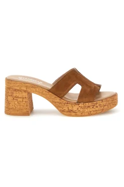 Sandali in pelle marrone con tacco largo e plateau 324518379-PITTARELLO Best