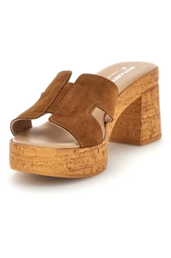 Sandali in pelle marrone con tacco largo e plateau 324518379-PITTARELLO Best