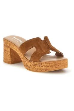 Sandali in pelle marrone con tacco largo e plateau 324518379-PITTARELLO Best