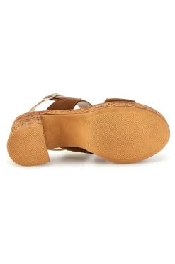 Sandali in pelle marrone con tacco largo e plateau 322418379-PITTARELLO Clearance