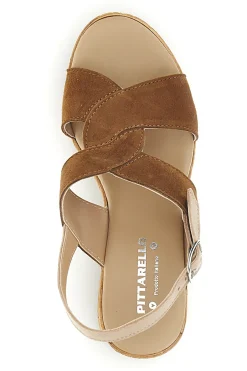 Sandali in pelle marrone con tacco largo e plateau 322418379-PITTARELLO Clearance