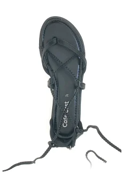 Sandali Lace-Up Neri Con Suola Flat Cafe' Cost 2502-CAFÈ COST