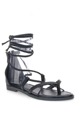Sandali Lace-Up Neri Con Suola Flat Cafe' Cost 2502-CAFÈ COST