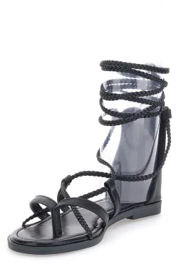 Sandali Lace-Up Neri Con Suola Flat Cafe' Cost 2502-CAFÈ COST