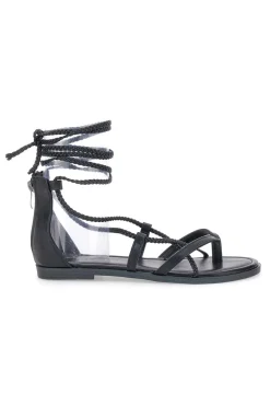 Sandali Lace-Up Neri Con Suola Flat Cafe' Cost 2502-CAFÈ COST