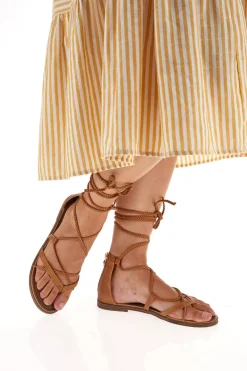 Sandali Lace-Up Sabbia Con Suola Flat Cafe' Cost 2502-CAFÈ COST New