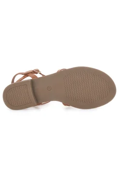 Sandali marroni bassi con fascette incrociate e dettagli oro Me & Me 661-ME u0026 ME Best