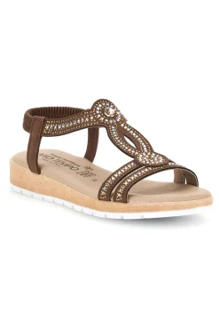 Sandali marroni con strass LR263702-MIO TEMPO