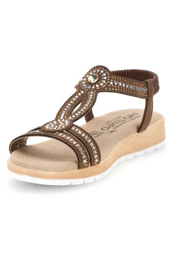 Sandali marroni con strass LR263702-MIO TEMPO