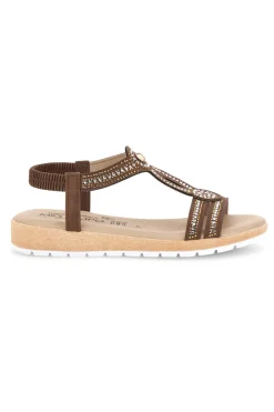 Sandali marroni con strass LR263702-MIO TEMPO