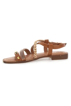 Sandali Marroni Con Suola Flat e Borchie 313811-THE FIRST Best