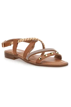 Sandali Marroni Con Suola Flat e Borchie 313811-THE FIRST Best