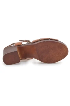 Sandali Marroni con Tacco a Blocco e Tomaia in Pelle 1146209-PITTARELLO