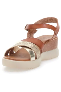 Sandali marroni con zeppa bassa e fasce incrociate FW10172-PITTARELLO SUN New