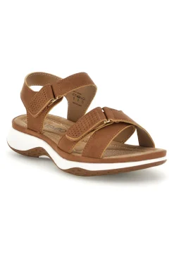 Sandali marroni con zeppa e fasce incrociate T18711-MIO TEMPO Outlet