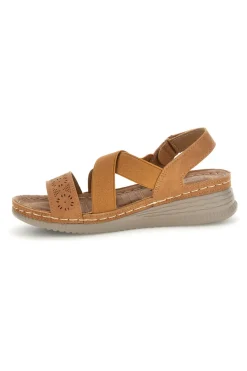 Sandali marroni con zeppa e fasce incrociate Q17751-MIO TEMPO Sale