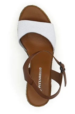 Sandali Marroni e Bianchi Con Zeppa 6441504-PITTARELLO New
