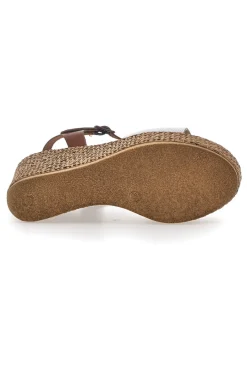 Sandali Marroni e Bianchi Con Zeppa 6441504-PITTARELLO New