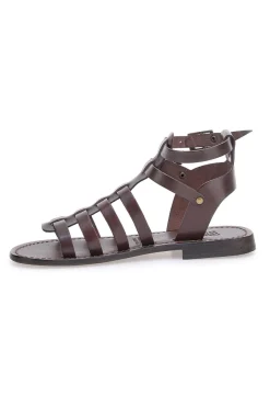 Sandali marroni gladiatore con doppia fibbia 6039-PITTARELLO SUN Sale