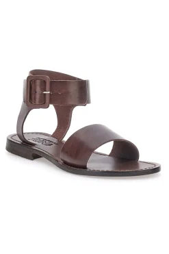 Sandali marroni in vera pelle Made in Italy con fascia larga 1734-PITTARELLO SUN Discount