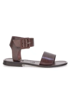 Sandali marroni in vera pelle Made in Italy con fascia larga 1734-PITTARELLO SUN Discount