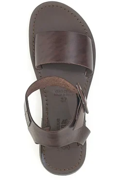 Sandali marroni in vera pelle Made in Italy con fascia larga 1734-PITTARELLO SUN Discount