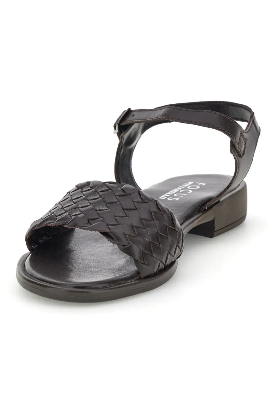 Sandali marroni in vera pelle intrecciati con cinturino 222230-PITTARELLO FOCUS New