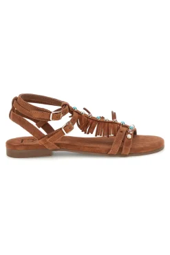 Sandali marroni in vera pelle con borchie e frange IF6927-PITTARELLO LOOK Best
