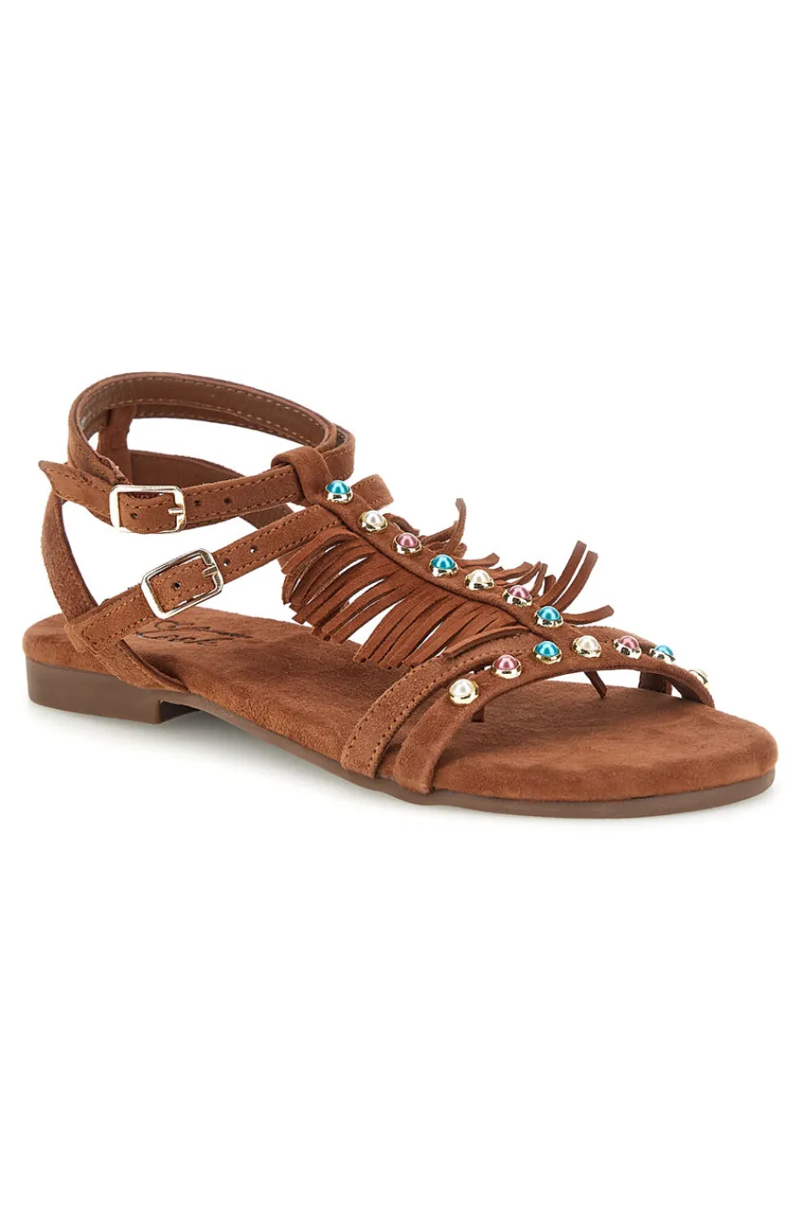 Sandali marroni in vera pelle con borchie e frange IF6927-PITTARELLO LOOK Best