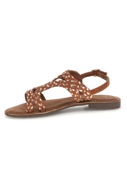 Sandali marroni in vera pelle con fasce intrecciate IF10104-PITTARELLO LOOK Sale
