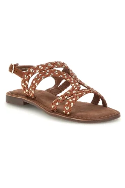 Sandali marroni in vera pelle con fasce intrecciate IF10104-PITTARELLO LOOK Sale