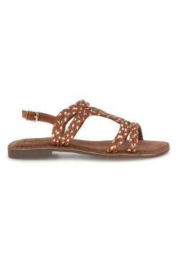Sandali marroni in vera pelle con fasce intrecciate IF10104-PITTARELLO LOOK Sale