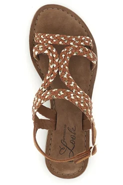 Sandali marroni in vera pelle con fasce intrecciate IF10104-PITTARELLO LOOK Sale