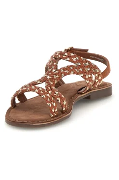 Sandali marroni in vera pelle con fasce intrecciate IF10104-PITTARELLO LOOK Sale