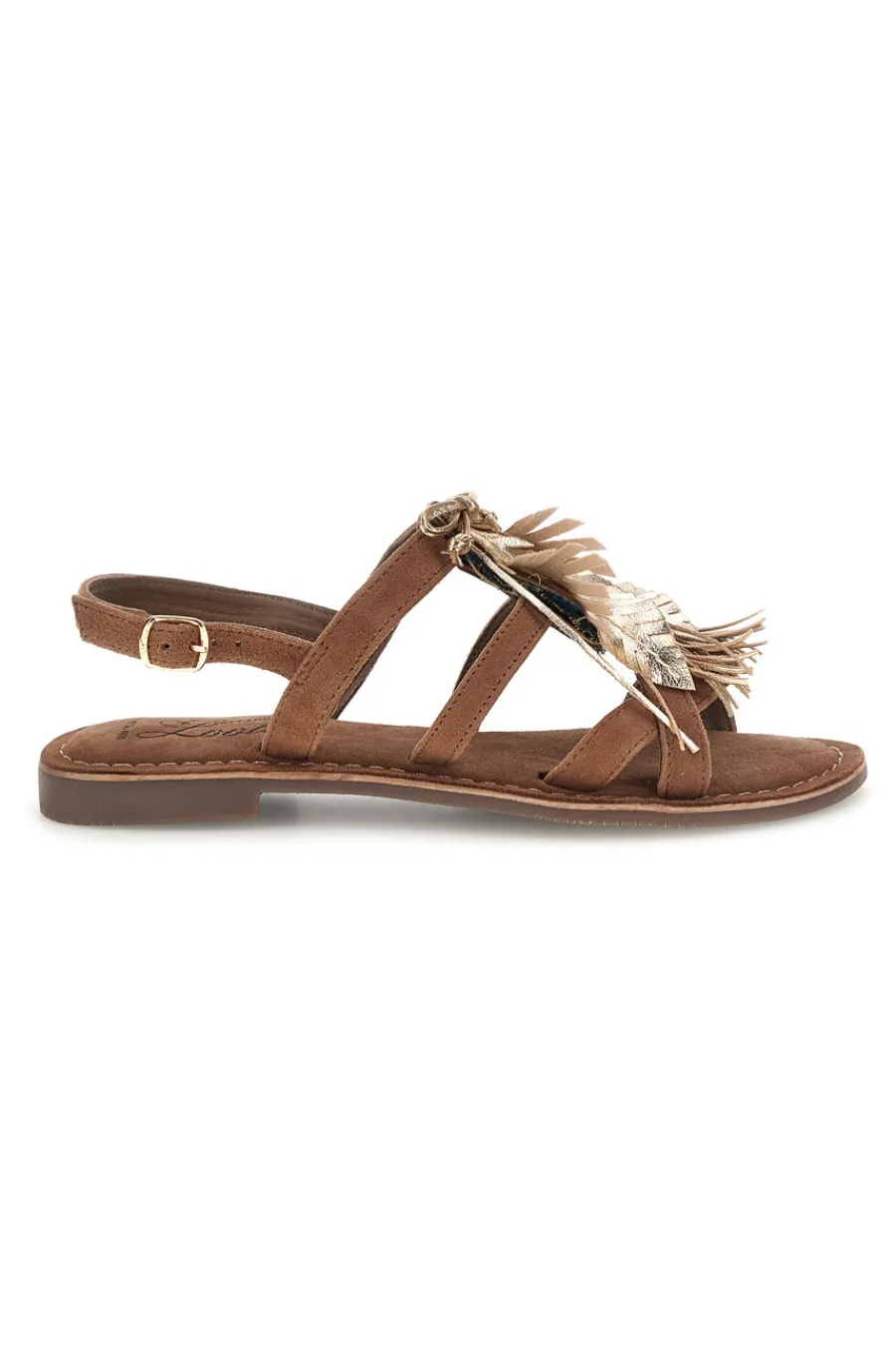 Sandali marroni in vera pelle con frange e decoro frontale IF8162-PITTARELLO LOOK