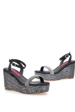 Sandali Nere Con Cinturino e Zeppa 10 cm 1402-BETTYFLOWERS Online