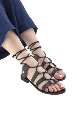 Sandali neri alla schiava in stile gladiatore 1369-PITTARELLO SUN Best