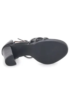 Sandali Neri Aperti Con Tacco E Cinturino P557-FIRST LADY New