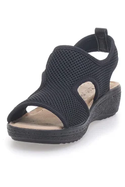 Sandali neri con apertura laterale da donna 55B85F-FLY FLOT Hot