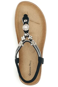 Sandali neri con applicazioni gioiello Quanna mel k358636-QUANNA MELL Discount