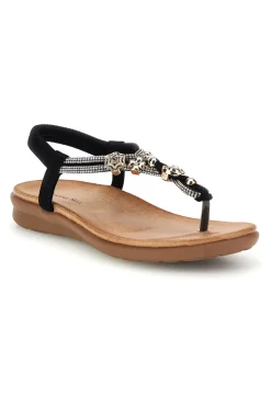 Sandali neri con applicazioni gioiello Quanna mel k358636-QUANNA MELL Discount