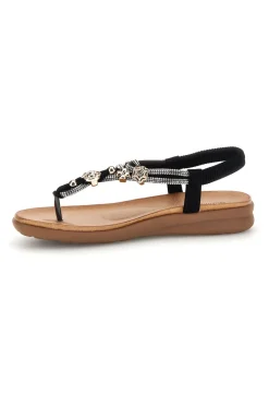 Sandali neri con applicazioni gioiello Quanna mel k358636-QUANNA MELL Discount