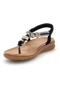 Sandali neri con applicazioni gioiello Quanna mel k358636-QUANNA MELL Discount