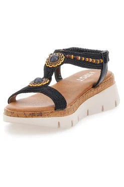 Sandali Neri Con Applicazioni e Perline 60785-THE FIRST Discount