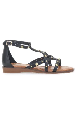 Sandali neri con borchie dorate e cinturino JXSS25T6-MON DIEU Best