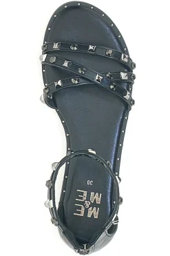 Sandali neri con borchie e doppio cinturino Me & Me 1662-ME u0026 ME Best