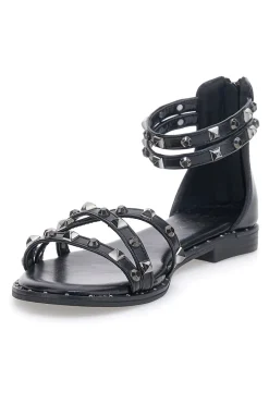Sandali neri con borchie e doppio cinturino Me & Me 1662-ME u0026 ME Best
