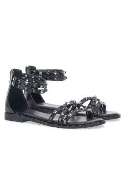 Sandali neri con borchie e doppio cinturino Me & Me 1662-ME u0026 ME Best