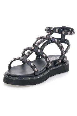 Sandali neri con borchie e fondo alto Me & Me 1671-ME u0026 ME Hot