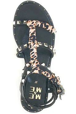 Sandali Neri Con Borchie e Foulard Me & Me 660-ME u0026 ME